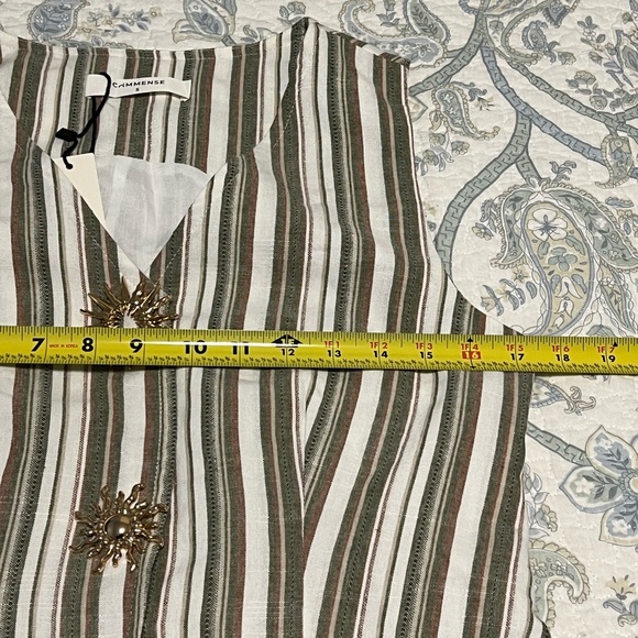 Commense Linen/Cotton Striped Vest & Mid-Waist Striped Wide-Leg Pants Set - Picture 11 of 16